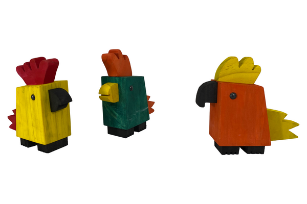 🐦🐤🕊️ Trío de Pajaritos de Madera